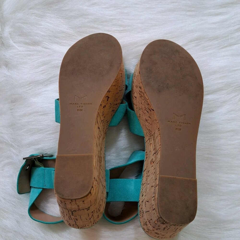 Marc Fisher Suede Wedge Sandals Size 8.5 - Picture 9 of 12